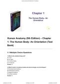 Human Anatomy &lpar;9th Edition&rpar; &ndash; Elaine N&period; Marieb &ndash; Complete Test Bank Practice Questions and Answers