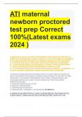 ATI maternal newborn proctored test prep Correct 100%(Latest exams 2024 )