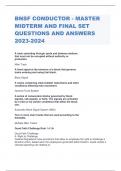 BNSF CONDUCTOR - MASTER MIDTERM AND FINAL SET QUESTIONS AND ANSWERS 2023-2024 