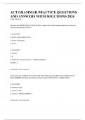 ACT GRAMMAR PRACTICE QUESTIONS AND ANSWERS WITH SOLUTIONS 2024