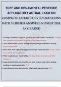TURF AND ORNAMENTAL PESTICIDE APPLICATOR 1 ACTUAL EXAM 100 COMPLETE EXPERT SOLVED