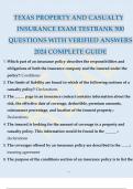 TEXAS PROPERTY AND CASUALTY INSURANCE PRACTICE EXAM 100 QUESTIONS WITH VERIFIED ANSWERS