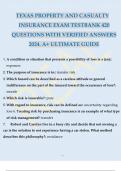 TEXAS PROPERTY AND CASUALTY INSURANCE EXAM TESTBANK 420 QUESTIONS WITH VERIFIED ANSWERS