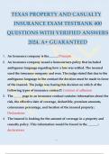 TEXAS PROPERTY AND CASUALTY INSURANCE EXAM TESTBANK 400 QUESTIONS WITH VERIFIED ANSWERS