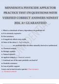 MINNESOTA PESTICIDE APPLICTOR PRACTICE TEST 170 QUESTIONS WITH VERIFIED CORRECT ANSWERS