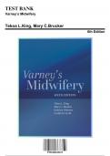 Test Bank for Varney’s Midwifery , 6th Edition by King, 9781284160215, Covering Chapters 1-38 | Includes Rationales