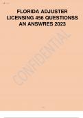FLORIDA ADJUSTER LICENSING 456 QUESTIONS AND ANSWRES 2023