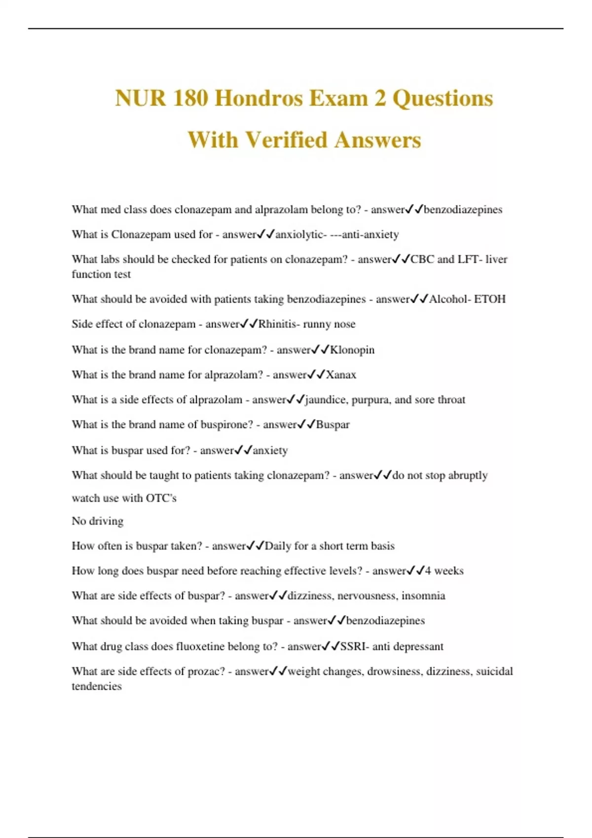 NUR 180 Hondros Exam 2 Questions With Verified Answers - NUR 180 ...