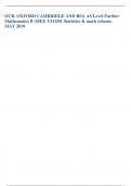 OCR&period; OXFORD CAMBRIDGE AND RSA AS Level Further Mathematics B &lpar;MEI&rpar; Y412&sol;01 Statistics & mark scheme&period; MAY 2019