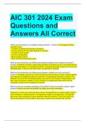 AIC 301 2024 Exam Questions and Answers All Correct 
