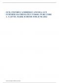 OCR&period; OXFORD CAMBRIDGE AND RSA GCE FURTHER MATHEMATICS Y540&sol;01&colon; PURE CORE 1&period; A LEVEL MARK SCHEME FOR JUNE 2022