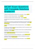 AIC301 Exam Questions with Complete Solutions Graded A+