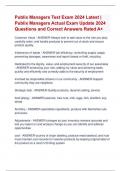 Publix Managers Test Exam 2024 Latest |  Publix Managers Actual Exam Update 2024  Questions and Correct Answers Rated A+