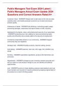 Publix Managers Test Exam 2024 Latest &vert;  Publix Managers Actual Exam Update 2024  Questions and Correct Answers Rated A&plus;