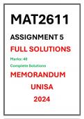 MAT2611 ASSSIGNMENT 5 COMPLETE SOLUTIONS UNISA LINEAR ALGEBRA II