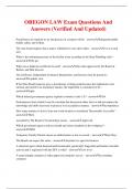 OREGON LAW Exam Questions And Answers &lpar;Verified And Updated&rpar;