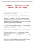 OREGON LAW Exam Questions And Answers &lpar;Verified And Updated&rpar;