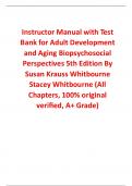 Instructor Manual With Test Bank for Adult Development and Aging Biopsychosocial Perspectives 5th Edition By Susan Krauss Whitbourne, Stacey Whitbourne (All Chapters, 100% Original Verified, A+ Grade) 