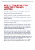 BIOD 171 FINAL EXAM STUDY GUIDE QUESTIONS AND ANSWERS