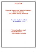Test Bank for Financial Accounting Tools for Business Decision Making, 10th Edition Kimmel (All Chapters included)