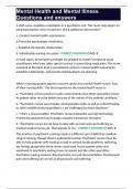 Mental Health and Mental Illness Questions and answers