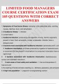 LIMITED FOOD MANAGERS COURSE CERTIFICATION EXAM 105 QUESTIONS WITH ANSWERS
