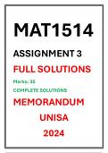 MAT1514 Assignment 3 Complete Solutions UNISA 2024