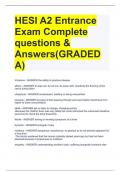 HESI A2 Entrance Exam Complete questions & Answers(GRADED A)