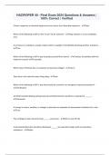 HAZWOPER 40 - Final Exam 2024 Questions & Answers | 100% Correct | Verified