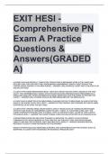EXIT HESI - Comprehensive PN Exam A Practice Questions & Answers(GRADED A)