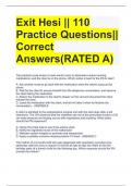 Exit Hesi || 110 Practice Questions|| Correct Answers(RATED A)