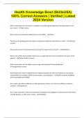 Health Knowledge Bowl &lpar;SkillsUSA&rpar; 100&percnt; Correct Answers &vert; Verified &vert; Latest 2024 Version