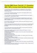 Florida DMV Exam Test All 1-71 Question With 100&percnt; Correct And Verified Answers