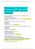 Philosophy 104 Exam 1 Questions with Correct Answers 