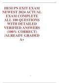 HESI PN EXIT EXAM  NEWEST 2024 ACTUAL  EXAM COMPLETE  ALL 180 QUESTIONS  WITH DETAILED  VERIFIED ANSWERS  (100% CORRECT)  /ALREADY GRADED  A+