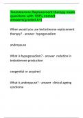 Testosterone Replacement therapy exam questions with 100% correct answers(graded A+)