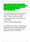 motor vehicle industry license, Sales Mastery Exam ( set of questions 1), State of Colorado Sales License Test QUESTIONS AND ANSWERS)