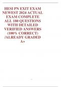 HESI PN EXIT EXAM  NEWEST 2024 ACTUAL  EXAM COMPLETE  ALL 180 QUESTIONS  WITH DETAILED  VERIFIED ANSWERS  &lpar;100&percnt; CORRECT&rpar;  &sol;ALREADY GRADED  A&plus;