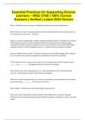 Essential Practices for Supporting Diverse Learners &ndash; WGU D169 &vert; 100&percnt; Correct Answers &vert; Verified &vert; Latest 2024 Version