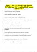 Exam 1 BIO 141 NVCC Study Guide &vert; 100&percnt; Correct Answers &vert; Verified &vert; Latest  2024 Version