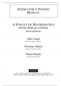 Download the official test bank for A Survey of Mathematics with Applications,Angel,9e
