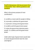 PLATO Edmentum US Government End of Semester Test 3232 questions and answers