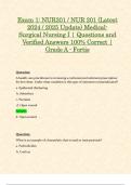 Exam 1: NUR201 / NUR 201 (Latest 2024 / 2025 Update) Medical-Surgical Nursing I | Questions and Verified Answers 100% Correct | Grade A - Fortis