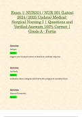 Exam 1: NUR201 / NUR 201 (Latest 2024 / 2025 Update) Medical-Surgical Nursing I | Questions and Verified Answers 100% Correct | Grade A - Fortis