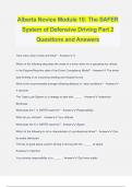 Alberta Novice Module 10: The SAFER System of Defensive Driving Part 2 Questions and Answers