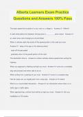 Alberta Learners Exam Practice Questions and Answers 100% Pass