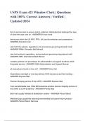 USPS Exam 421 Window Clerk &lowbar; Questions with 100&percnt; Correct Answers &lowbar; Verified &lowbar; Updated 2024&period;