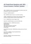 421 Postal Exam Questions with 100&percnt; Correct Answers &lowbar; Verified &lowbar; Updated &period;