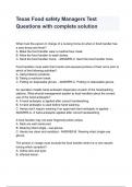 Texas Food safety Managers Test Questions with complete solution&period;