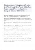 Fire Investigator&lowbar; Principles and Practice to NFPA 921 and 1033&comma; Fourth EditionTest Questions and Answers &lpar;Test Bank&rpar; Complete Solution 100&percnt; Verified &period;&period;pdf